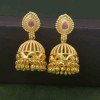 South Indian Gold Plated Ruby Stone Jimikki Earrings