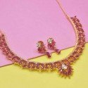 Majestic Gold Plated Ruby CZ Stone Necklace Set