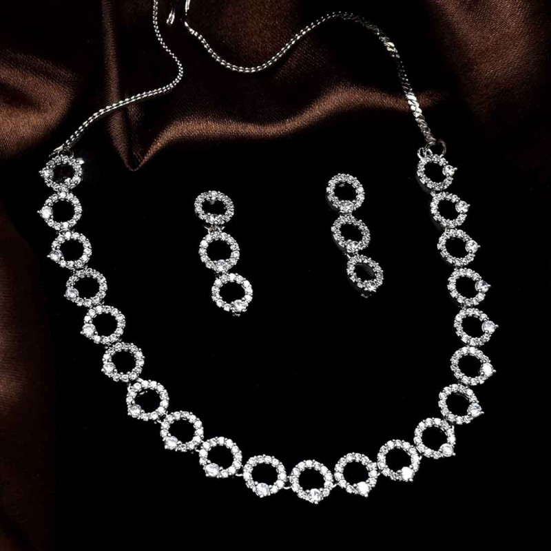Glorious Designer American Diamond Premium Fashion Necklace Set Online