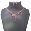 Alluring Gold Plated Premium Fashion Floral Ruby Necklace Set