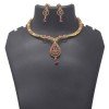 Shimmering Premium Gold Plated Ruby Necklace Set