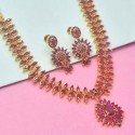 Feminine Premium Gold Plated Ruby Necklace Set