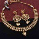 Lustrous Antique Gold Plated Kundan Necklace Set