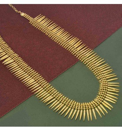 Trendy Gold Plated Spike Bridal Long Chain Necklace