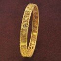 Contemporary Gold Plated Leaf Heart Design Wedding Bangle