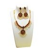 Imitation Red Stone Pearl Hanging Dance Necklace Set