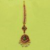Artificial Red and Green Stones and Pearls Dance Maang Tikka