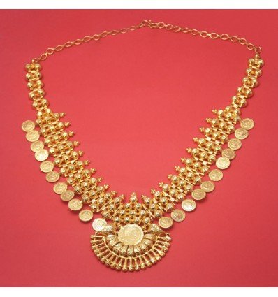 Ethnic South Indian Gold Plated Traditional Head Kasu Necklace
