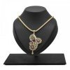 Sparkling Gold Plated Round Mesh Chain With AD And Ruby Stone Pendant 
