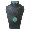 Stunning Gold Plated Floral Turquoise Pendant Set
