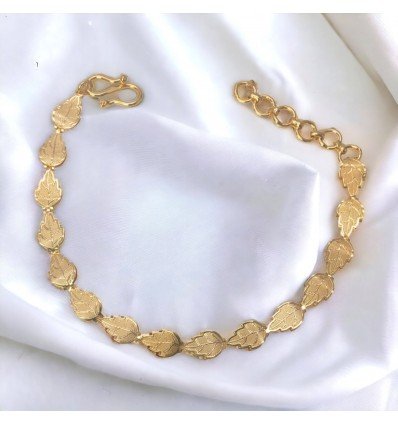 Stylish Gold Plated Leaf Design Ladies Bracelet