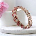 Stunning Pink Oval CZ Stone Rose Gold Plated Bridal Bangles