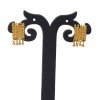 Classic Gold Plated Beads Hanging Flat Design Ear Studs