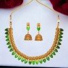 Matte Finish Kerala Style Ruby Green Nagapadam Choker Set