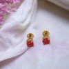 Simple Gold Plated Single Coral Ear Studs
