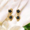 Premium Fashion Black Beads Heart Drop Earrings 