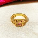Elegant Gold Plated Ruby CZ Stone Finger Ring
