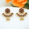 Elegant Gold Plated Synthetic Stones Ear Studs