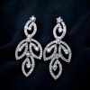 Dazzling Cubic Zirconia Leaf Design Drop Earrings