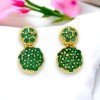 Pretty Small Gold Plated Emerald Drop Earrings
