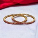Simple And Elegant Premium Gold Plated Thin Ruby Bangles