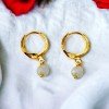Black Crystal Charm Golden Huggies Hoop Earrings