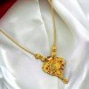 Gold Plated Snake Chain Ruby AD Floral Pendant Necklace