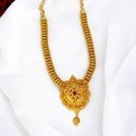 Gold Plated Designer Ruby Stone Mesh Necklace
