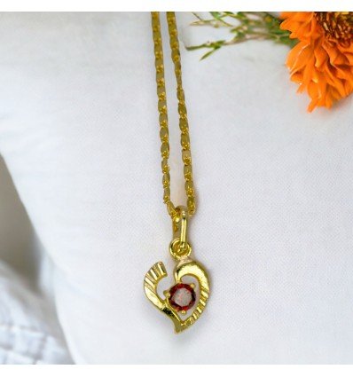 Stylish Micro Gold Plated Designer Red Stone Heart Pendant