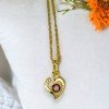 Stylish Micro Gold Plated Designer Red Stone Heart Pendant