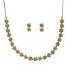 Single Line Floral American Diamond Necklace Set