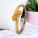 Elegant Gold Plated Heart Open Bangle Bracelet