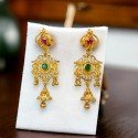Elegant Gold Plated Small Jhumka Hanging Stone Earrings