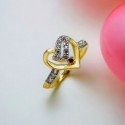 Dashing Gold Plated AD Stone Heart Love Finger Ring