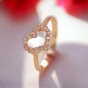 Charming Rose Gold Polished Fashion White Stone Heart Ring