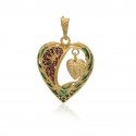 Gold Plated Antique Enamel Double Heart Pendant