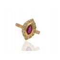 Elegant Oval Ruby And American Diamond Finger Ring