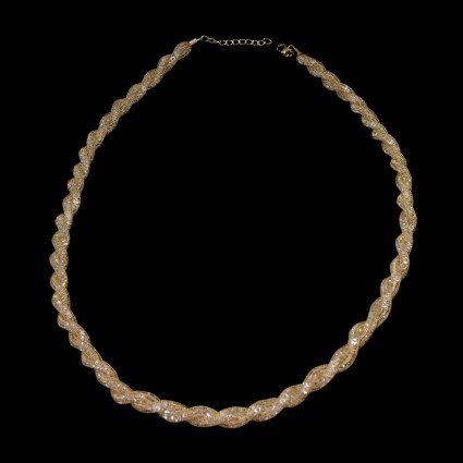 Gold Plated Twisted White Crystal Custom Chain