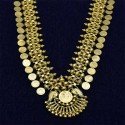 Ethnic Gold Plated Head Coin Haram|Long Chain